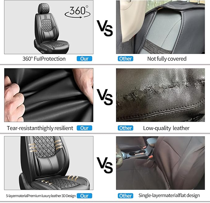 Fit Crosstrek Car Seat Covers for Subaru Crosstrek 2016-2025 2026 - Upgraded Premium Waterproof & Breathable Leather, Airbag Compatible, All-Weather Seat Cushion Protector (Full Set, Black)