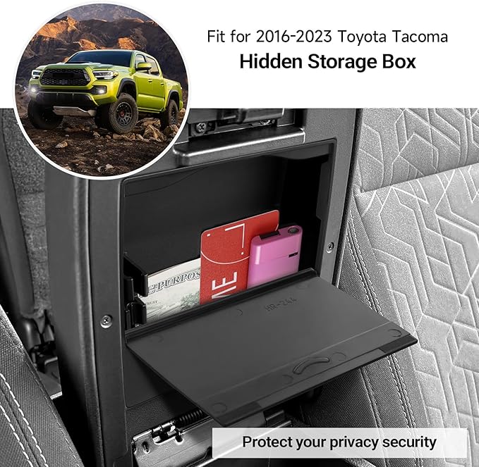 YOJOJOCO Center Console Hidden Box Organizer Compatible with Toyota 2016-2020 2021 2022 2023 Tacoma Accessories ABS Material Secret Compartment