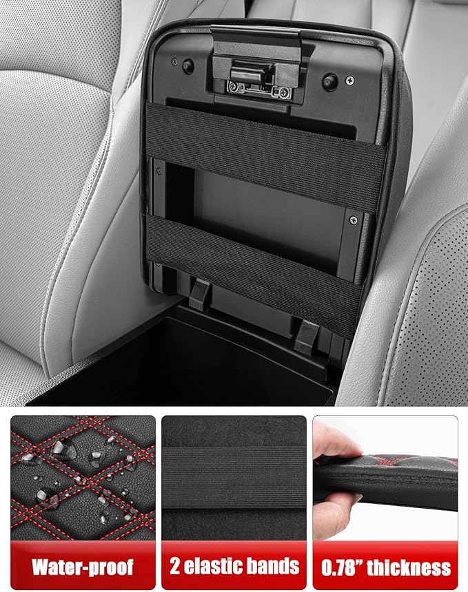 KBH Center Console Armrest Cover for Toyota Tacoma 2024 2025 2026, Vinyl Leather Trim, Durable Middle Console Protector, Anti-Scratch