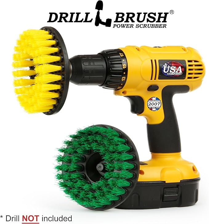 Kitchen Accessories - Pot Cleaning- Cleaning Supplies - Drill Brush - Power Scrubber Kitchen and Bathroom Brush Set - Spin Brush - Bath Mat - Soap Scum, Mineral Deposits, Calcium, Hard Water Stains