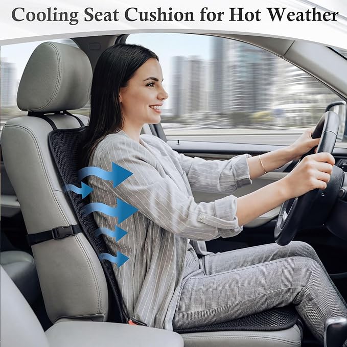 2 Pack Breathable Mesh Car Seat Cushion - Black Double 3D Air Cool Chair Seat Pad for Truck, SUV, Van, Car Universal Fit