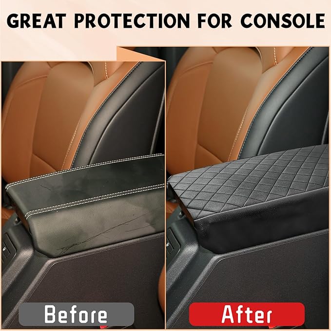 Center Console Cover Compatible with Ford Bronco 2021-2025 2/4 Doors Leather Armrest Box Cushion Cover Middle Console Pad