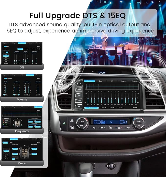 10.2 QLED Car Radio for Toyota Highlander 2015-2019, Android 13 Head Unit, 8+256GB with Carplay & Android Auto, GPS Navigation, DTS, 4GLTE/5G WiFi, Vivid 13
