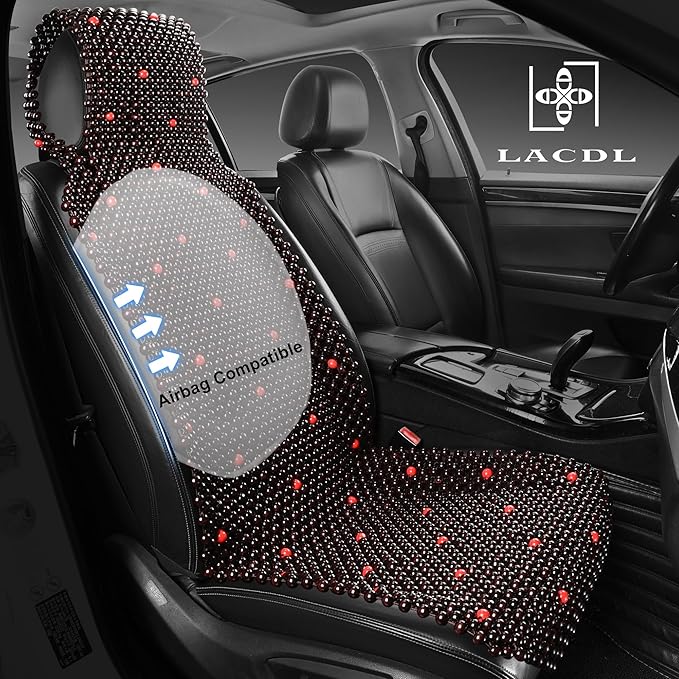 LACDL Beaded Seat Covers for Truck, Trailer, Van, RV, Car Seat Cooling Cover, Auto Ventilated Seat Cushion, Wood Breathable Car Seat Beads, Seat Cooler Pad Sweat Protector for Summer, Stars