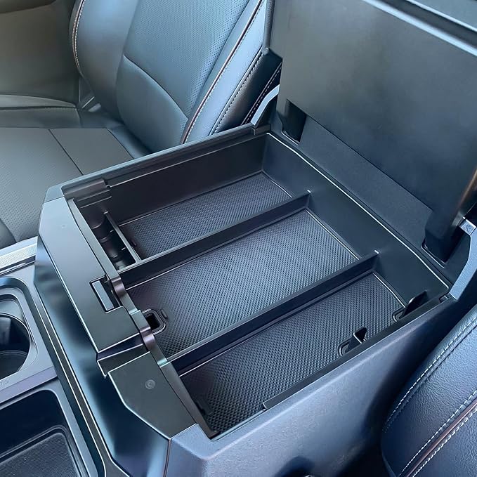 PIMCAR Full Center Console Organizer Tray for 2023-2026 Ford F250 F350 F450 F550 Super Duty, Truck Storage Insert with Non-Slip Pad (Full Console w/Bucket Seats ONLY) Not for Work Surface Console