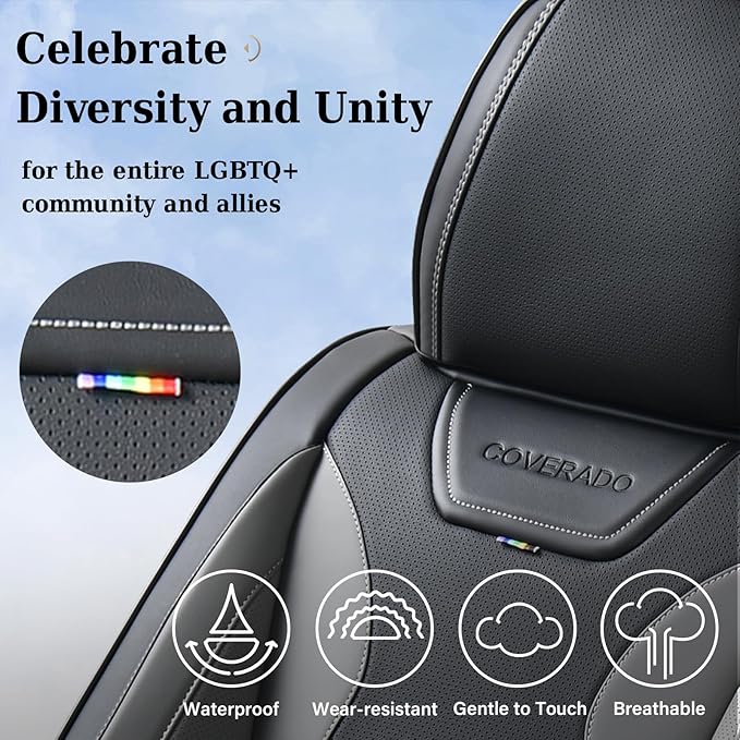 Coverado Car Seat Covers, Front Covers for Cars, Car Seat Cover Front Seats, Automotive Seat Cover, Waterproof, Leather Car Seat Cushion, Universal Interior Covers Seat Protectors for Most Cars