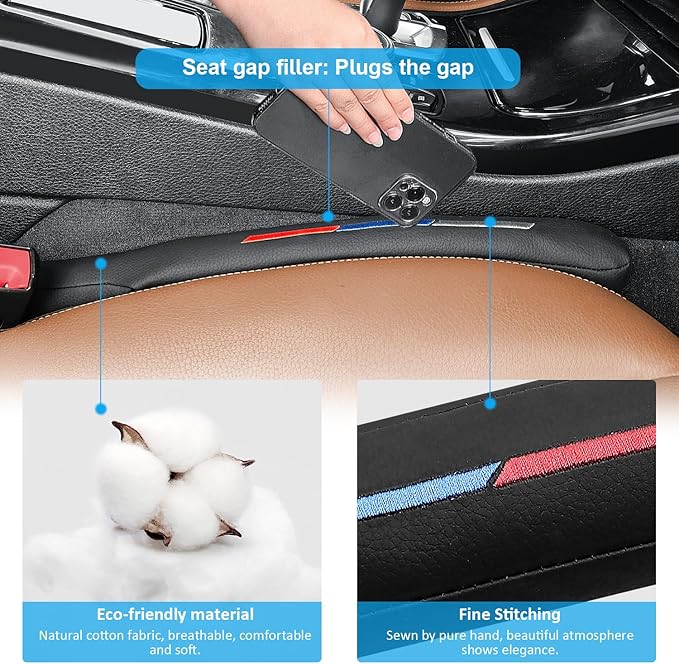 Sports Style Leather Car Seat Gap Filler Spacer Universal Seat Gap Filler Plug Compatible with BMWSeries M1 M3 M5 X1 X5 X6 Z4 3 5 7 Series Console Stop Things from Dropping