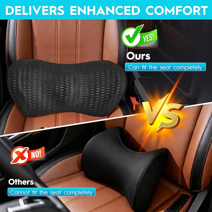 Niceeday Lower Back Support Cushion Lumbar Support Pillow for Office Chair, Memory Foam Lumbar Pillow for Lower Back Pain Relief Car Seat,Black