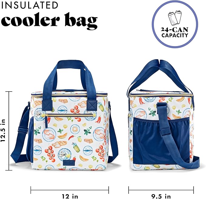 Fit & Fresh, 24-Can Soft Cooler Bag Insulated Leak-Resistant, Portable Soft Cooler, Large Cooler, Soft Sided Cooler Bag, Travel Cooler, Al Fresco
