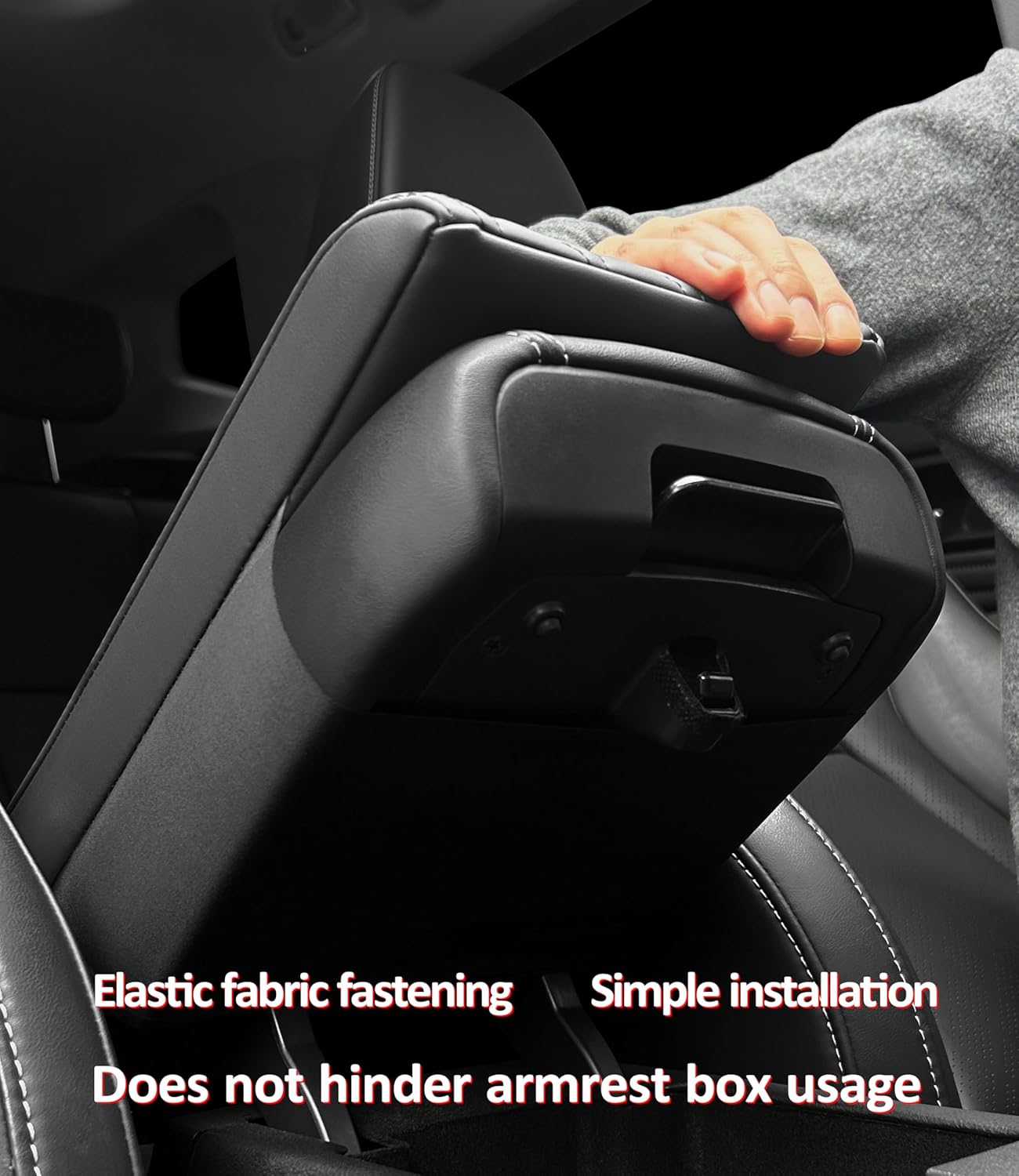 Car Center Console Cover pad PU Leather,Black Armrest Box mat, Vehicle Arm Rest Cushion Protector,Memory Foam napa Leather,Consoles Hand Rest Pillow(sizeC 15 x 10 x 2.2 inch)