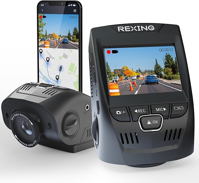 RexingUSA V1-4K Ultra HD GPS Dash Cam 2.4” LCD, Wi-Fi, 170° Wide Angle, G-Sensor, WDR, Loop Recording, Supercapacitor, Mobile App, CPL Filter, Supports 256GB