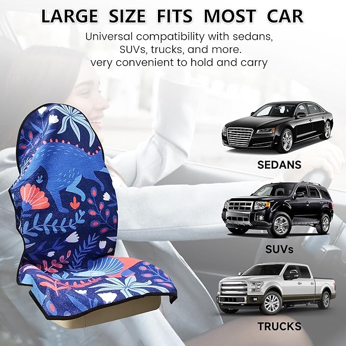 Car Seat Covers 2pcs Waterproof Towel Car Seat Cover Universal Fit for Most Trucks SUV Fitness Athletes Pets Gym and Water Sport，Dinosaur