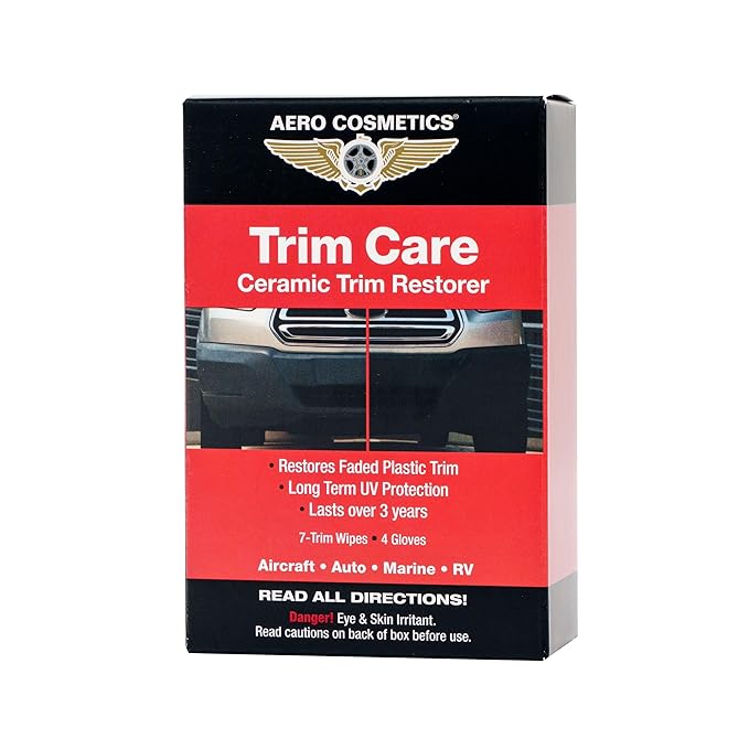 Aero Cosmetics Trim Care Wipes - Quick Plastic Trim Restorer - Restores Faded Plastic Trim - Long Term UV Protection - Lasts Over 3 Years and Over 300 Washes – Ceramic Coating, Not a Dressing