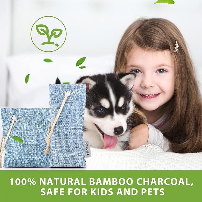 CLEVAST 16 Pack Activated Bamboo Charcoal Odor Absorber - Air Purifying Bags(8x100g, 8x50g), Natural Fresh Deodorizer and Moisture Eliminator for Home, Closet, Car Air freshener