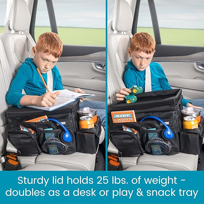 High Road CarHop Backseat Organizer for Kids and Passenger Seat Organizer for Adults - Car Seat Cooler with Cup Holders and Convertible Tray Lid