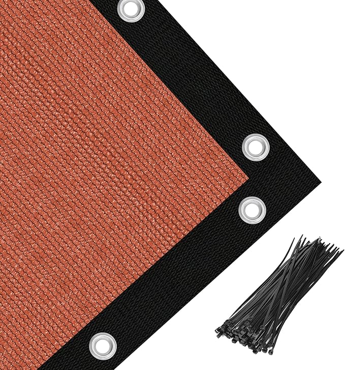 Amagenix 90% Pergola Shade Cover 12' X 18' Sun Shade Cloth with Grommets for Outdoor Garden Patio Porch, Commercial Grade 200 GSM - Cable Zip Ties Included (We Customized) GN108, Rust Red