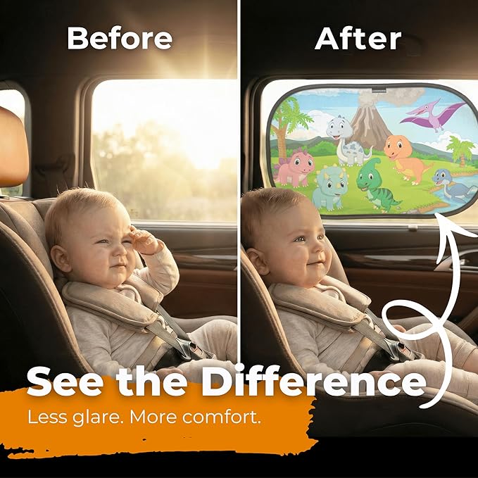 Car Window Shade for Baby with Certified UV-Protection 2 Pack - 20"x12"
