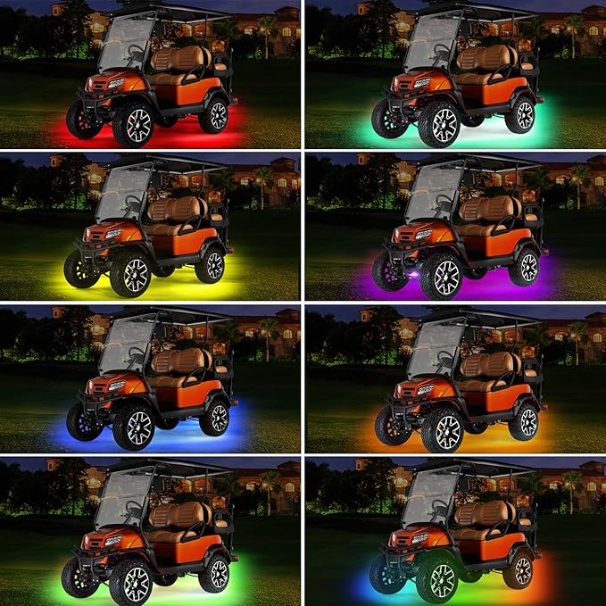 Roykaw Golf Cart Underglow LED Lights Strip Kit Underbody Neon Lighting Standard Million Color LED Compatible with EZGO, Club Car, Yamaha, ATV, UTV - Waterproof