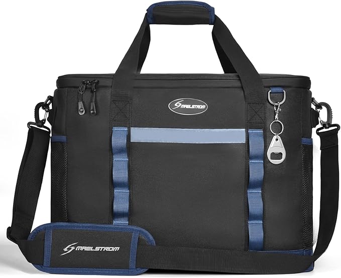 Maelstrom Collapsible Soft Cooler Bag,35/55/75 Cans Beach Cooler with Flip Top Lid, Ice Chest, Leakproof & Portable for Beach, Camping, Road Trips & Grocery Shopping