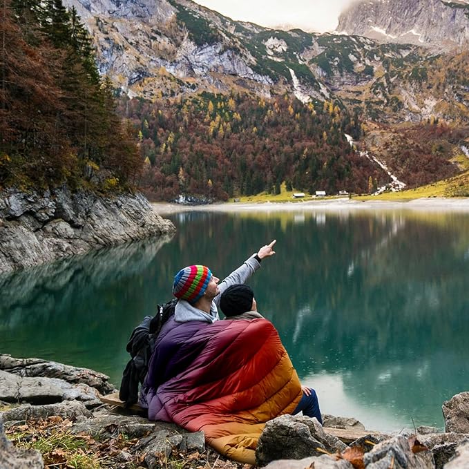 zzlamb Camping Blanket for Cold Weather,Outdoor Puffy Blanket Portable Down Alternative,Windproof Warm Cloak with Snaps,Cozy Quilt Backpacking Picnic RV Travel Plane Car Hammock Beach Climbing