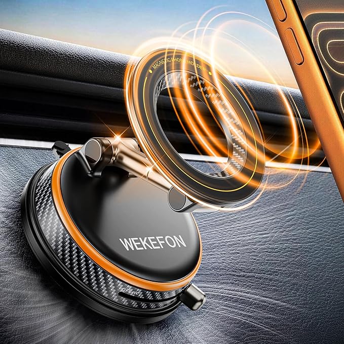 2026 Upgraded Vacuum Magnetic Car Phones Holder for Magsafe [120LBS Ultra Suction Cup & 3000gf Magnet ] 1100° Adjustable Cell Phone Mount for Your Car/Gym/Mirror for iPhone 17 16 15 14 13 12 Series