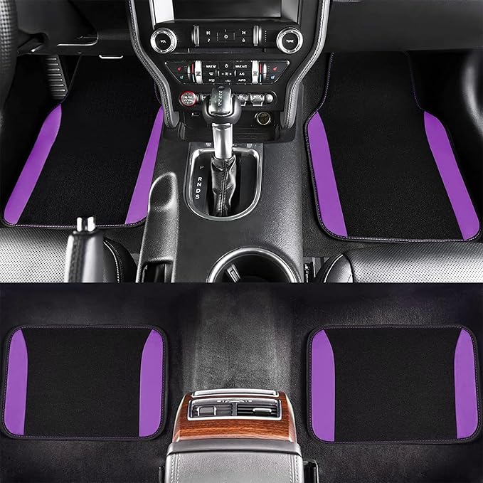 Flying Banner Car Seat Covers Front Seats Rear Bench Polyester car seat Protectors Easy installations Rear Bench Split Classic Man Lady Truck (Full Set - Low Back - Combo Pack, Black Purple)