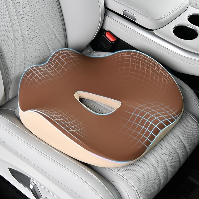 Coverado Seat Cushion Pillow for Car Office Chair, Ergonomic Memory Foam Desk Chair Cushion Back Support Pillow, Sciatica & Back & Tailbone Pain Relief Cushion