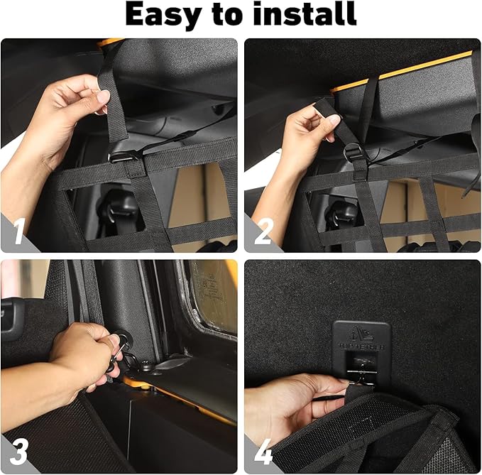Linskip Cargo Pet Barrier Mesh Compatible with 2021 2022 2023 2024 Ford Bronco Accessories, Pet Mesh Divider Backseat for Bronco 4 Door Trunk Interior Accessories, Black