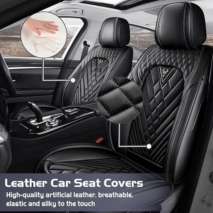 Truck Seat Covers for Chevy Silverado 2500 2007-2026, Waterproof Premium Leather Full Coverage Car Seat Cover, Muscle Sport Style Auto Interior Seat Cover Sets (Full Set/Black)