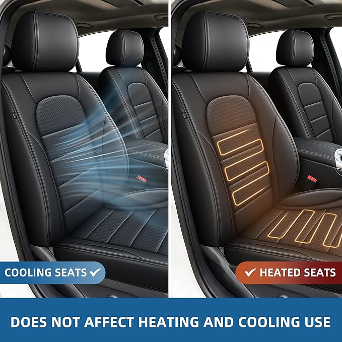 Seat Covers for Mercedes-Benz GLC 2016 2017 2018 2019 2020 2021 2022, Custom Fit Car Seat Protectors Full Set, Waterproof Premium Leather, for 5-Seater Model - Black