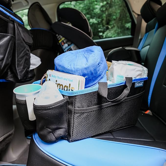 FH Group E-Z Travel Multi-Use Car Organizer with Cup Holders Back Seat Storage Blue