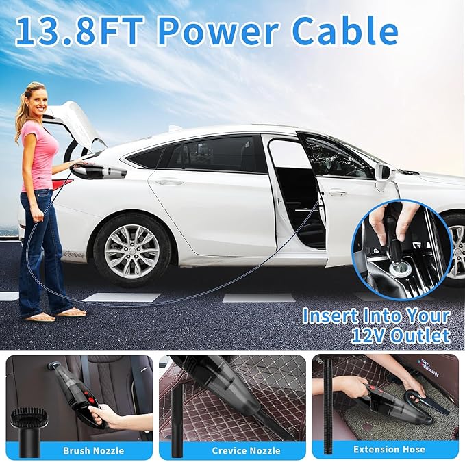 30PCS Car Wash Cleaning Kit - High Power Portable Car Vacuum Cleaner, Car Interior and Exterior Detailing Set withDuster, Brush, Towels, Wash Mitt