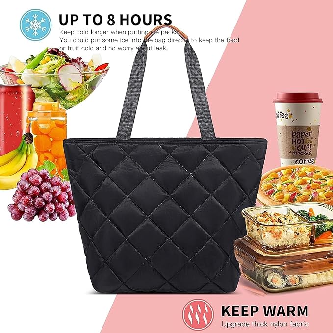 Insulated Cooler Bag Reusable Grocery Tote Bags Transport Large Lunch Box for Women