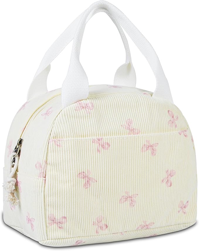 Lunch Bag for Women Insulated Lunch Box Cute Corduroy Lunch Tote Bags Reusable Large Capacity Cooler Bag for Travel Work Picnic