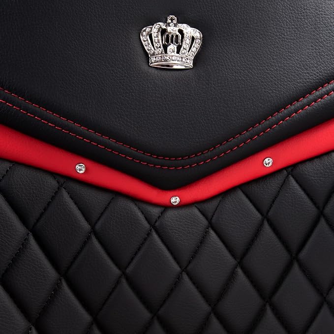 Flying Banner car seat Covers seat Cushions Luxe Fit Faux Leather Easy Installation Vehicles Non Slip Premium (Black Red, 2 x Front Seat Cover)