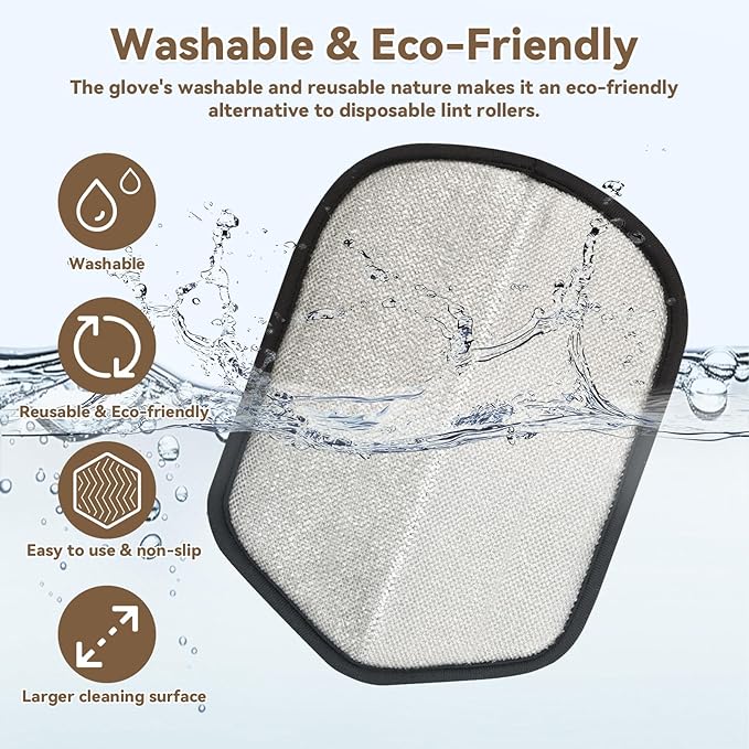 Washable Reusable Pet Hair Remover Glove for Dog & Cat Hair – Electrostatic Fur Removal Tool for Laundry, Clothes, Sofa, Carpet & Car Seats – Easy Clean Lint Remover for Pet Owners