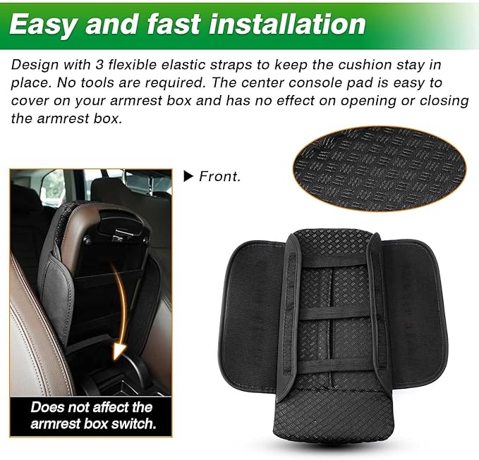 Shademax BMW X3 Center Console Cover, BMW X3 Accessories 2018-2023 2024 Memory Foam Armrest Cover Center Console Pad PU Leather Armrest Seat Box Cover Protector with Pockets Storage Bag