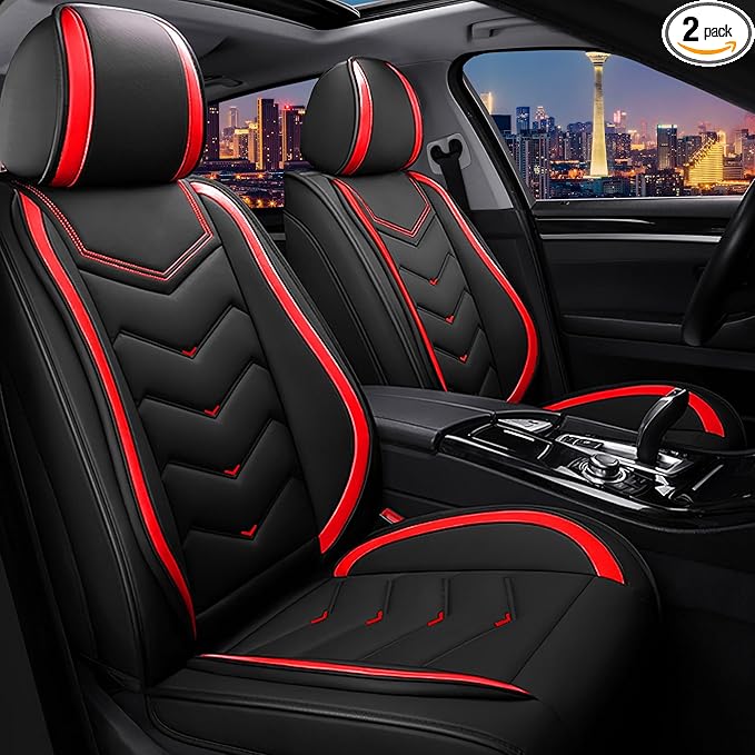 CTDS Car Seat Covers for Honda Accord 2000-2026, Stylish Sport Seat Cover, Premium Nappa Leather Car Seat Cover. Automobile Seat Covers Sets.(Standard 2 Seats/Black Red)