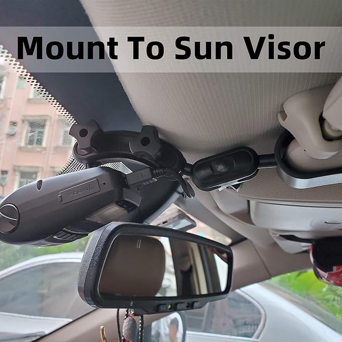Dash Cam Sun Visor Mount Holder/w Various Joints for Yi/Rexing/Falcon/Z-Edge/Old Shark/VANTRUE/Rove/AUKEY/APEMAN/KDLINKS/WheelWitness/Transcend/TaoTronics (99% On-Dash Cameras Suitable)