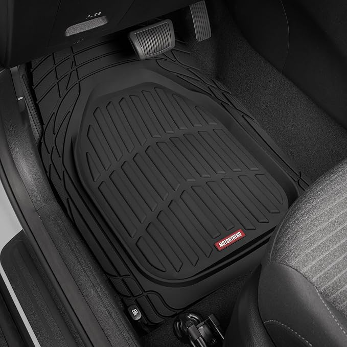 Motor Trend FlexTough™ Deep Dish Contours Rubber Car Floor Mats with Trunk Mat Cargo Liner, Front & Rear Combo Set fits Most Car SUV Van Coupe Sedan, Heavy Duty All Weather Trim to Fit