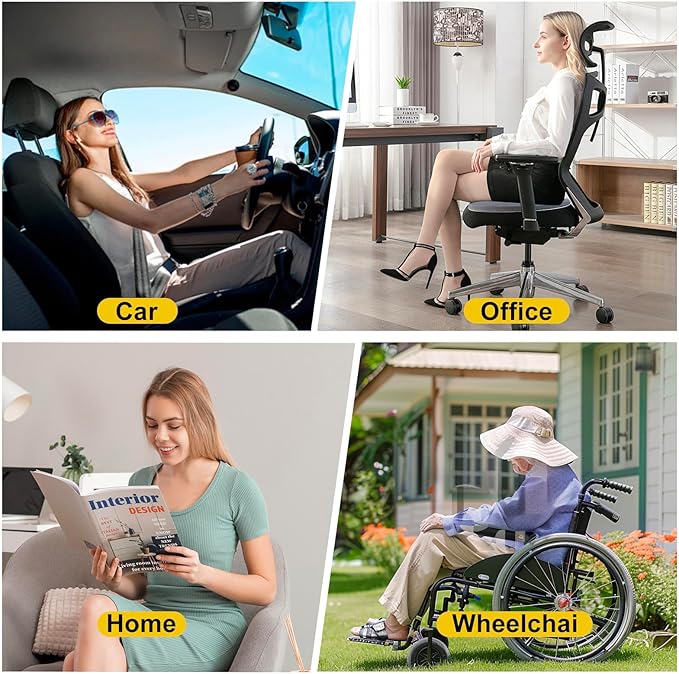 Graphene Car Seat Cushion, Comfort Memory Foam Car Cushions for Driving, Advanced Lumbar Helps Relieve Pressure Points, Molds to Any Body, Drive in Heavenly Comfort in Any Vehicle