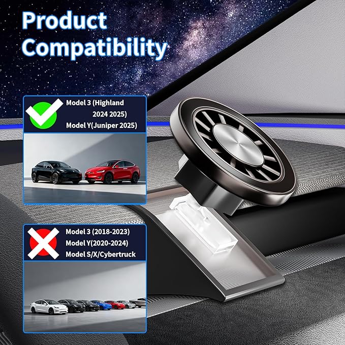 YTT Model Y Phone Holder Compatible with Tesla Model 3 Highland 2024 2025 Accessories,for Tesla Model Y Juniper 2025 2026,Magnetic Car Phone Mount Compatible with MagSafe