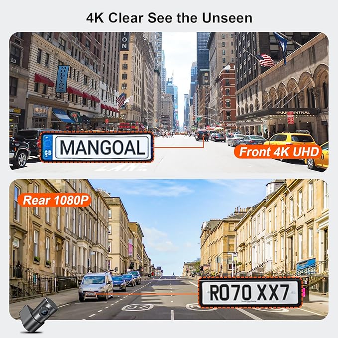 Mangoal Front 4K and Rear 1080P Dash Cam fit for Ford 1st Gen Maverick 2025 2026(Model B), XL XLT Lariat, Integrated OEM Look, UHD 2160P Video, WiFi & Free App, GPS, 128GB Card