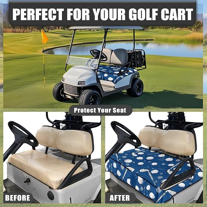 Biyejit Golf Cart Seat Covers with 4 Pockets Golf Cart Seat Towel Blanket Fits 2-Seat Golf Carts, Golf Cart Accessories