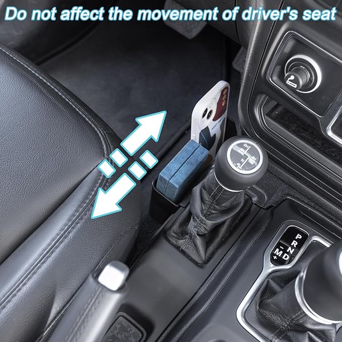 PIMCAR 2PCS Center Console Organizer for 2018-2025 2026 Jeep Wrangler JL/JLU & Gladiator JT, Gear Shift Side and Center Console Hanging Storage Box Durable Interior Accessories