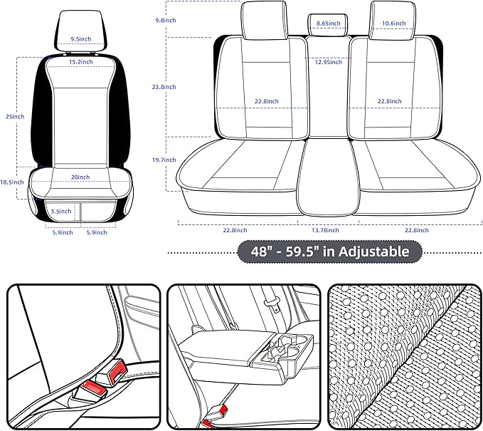 Elantrip Car Seat Cover Full Set Leather Car Seat Protector Universal fit for Most Cars SUVs and Trucks Water Proof Front and Rear Seat Protector Red