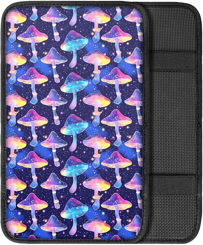 UNICEU Galaxy Mushroom Print Car Accessories Soft Comfy Armrest Cover Pad Neoprene Car Center Console Armrest Protector Cover Universal Fit Trucks SUV Van