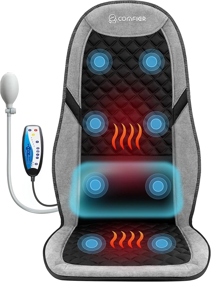 COMFIER Back Massager with Heat,Massage Chair Pad,Massage Seat Cushion with Adjustable Lumbar Support,Back Massage for Pain Relief,Chair Massager for Recliner,Gifts for Women Men Mom Dad