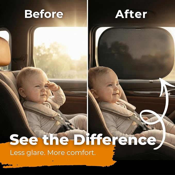 Car Window Shade for Baby with Certified UV-Protection 2 Pack - 20"x12"