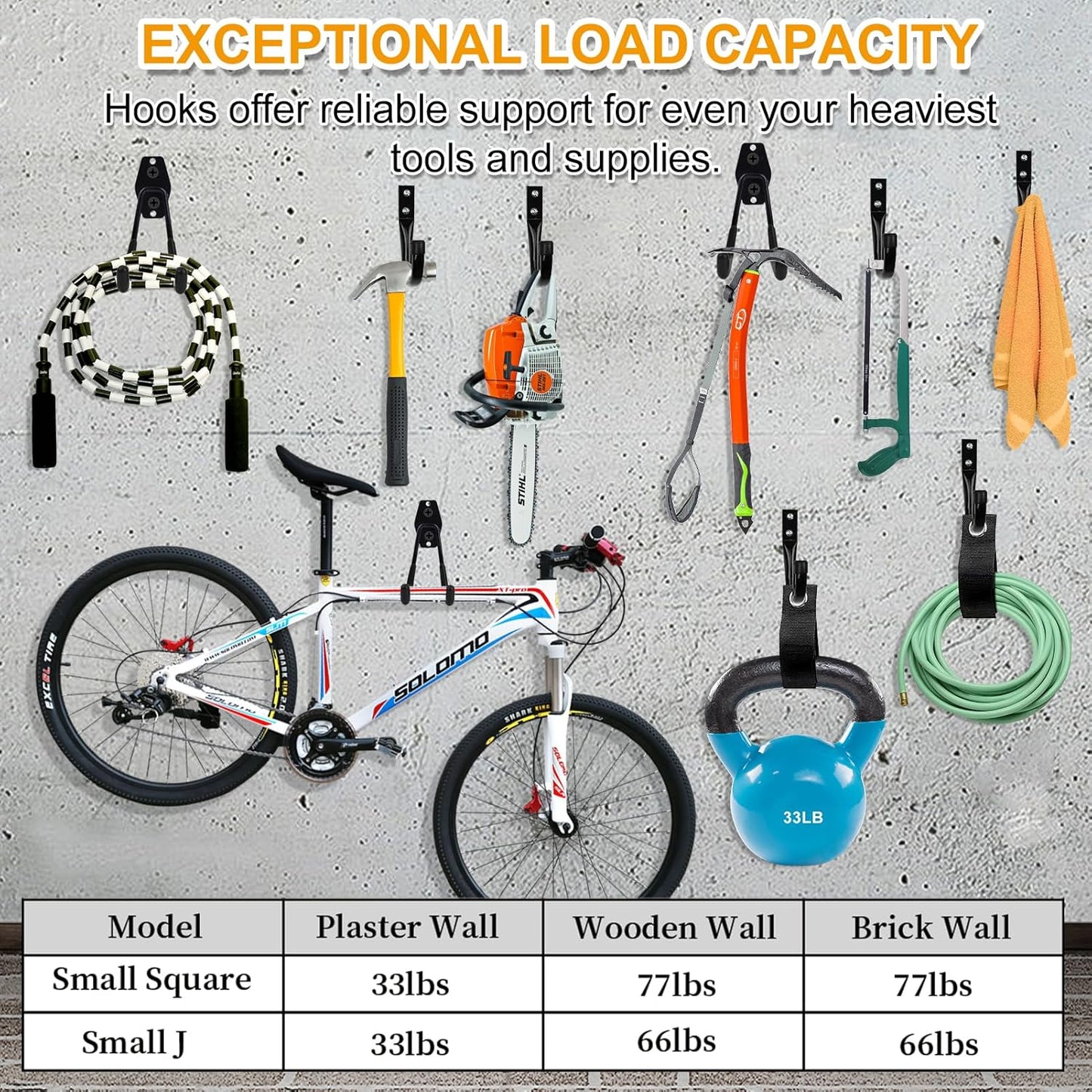 REMIAWY Garage Hooks Heavy Duty, Steel Utility Garage Storage Hook 6 Pack, Wall Mount Double Tool Hangers with Anti-Slip Coating for Hanging and Organizing Ladder Bike, Garden Tools, Bulk Items